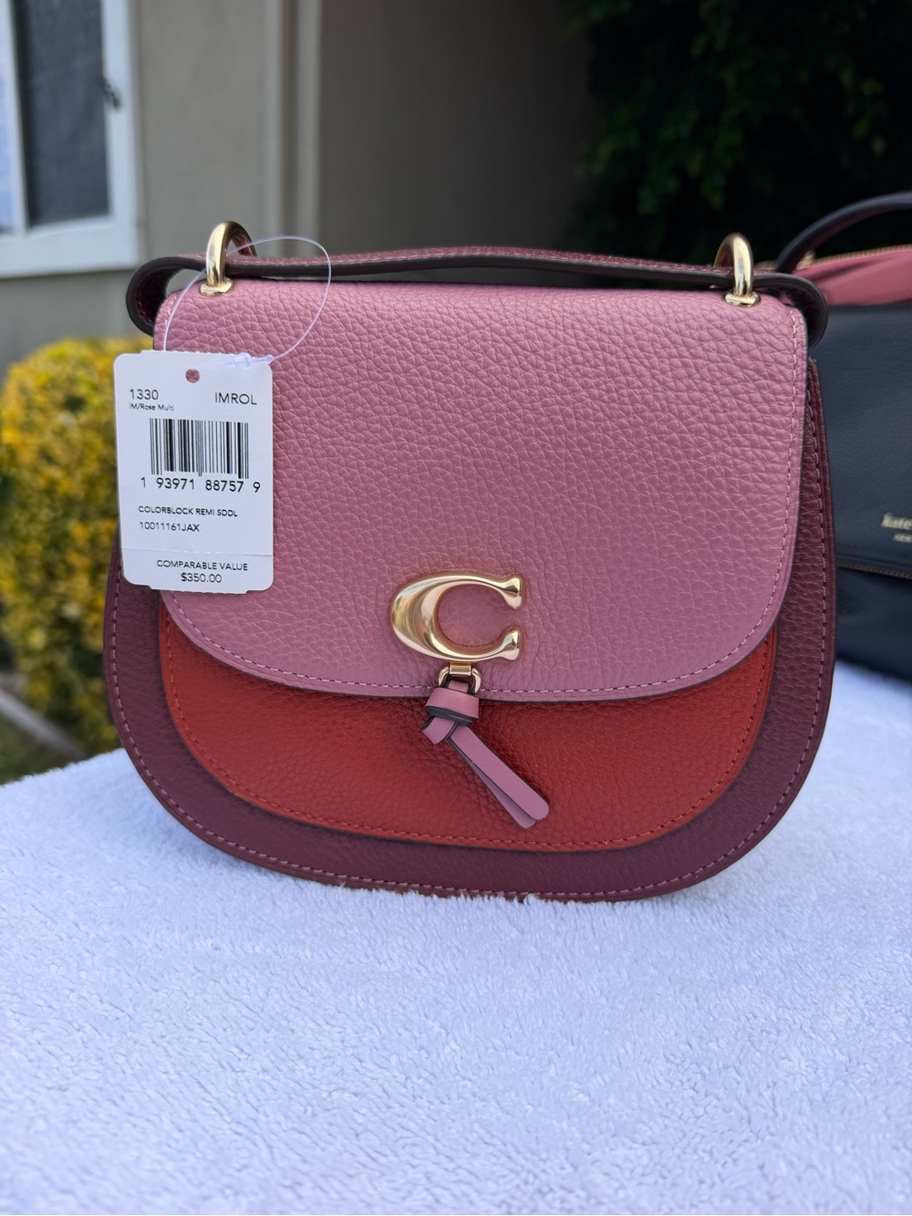 Coach Colorblock Remi Crossbody Bag in Pink, Red & Brown